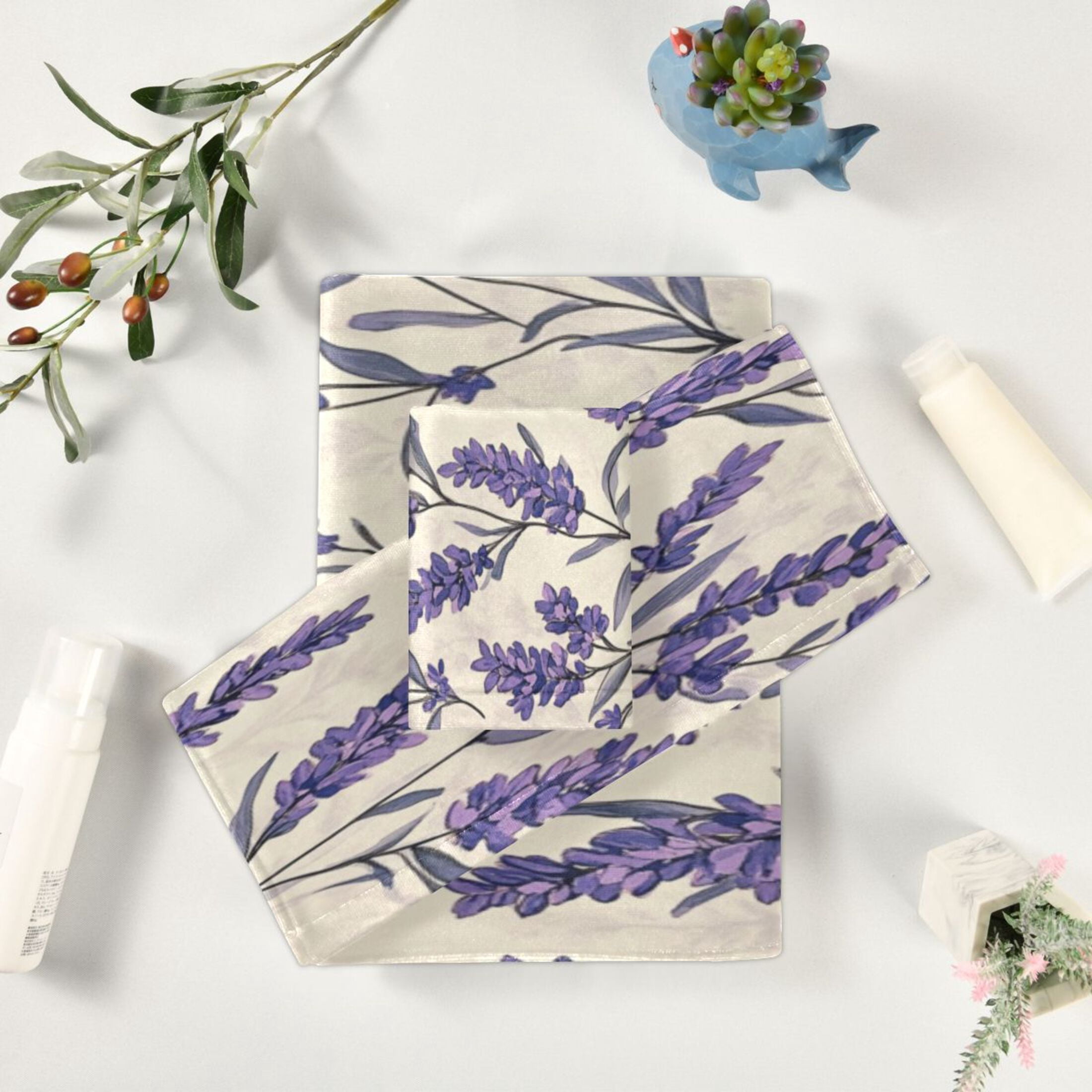 Three-Piece Towel Set Face Towel Towel Set Hand Towel Bath Towel Cotton Bath Towels Bath Towel Sets Hand Bath Towels Purple Lavender1