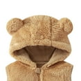 thumbnail image 3 of Children's Winter Solid Sleeveless Hooded Zipper Fleece Warm Coat, 3 of 5