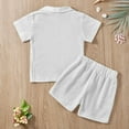 thumbnail image 5 of 12M-5T Toddler Boys Summer Clothes Shorts Set Cotton Linen Button-up Shirts Tops + Shorts 2Pcs Outfits Set, Size 1-5 Years, 5 of 8