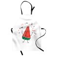 thumbnail image 1 of Watermelon Apron, Slice of Happy Watermelon Doodle Summer Fruit Fresh, Unisex Kitchen Bib with Adjustable Neck for Cooking Gardening, Adult Size, Coral Forest Green, by Ambesonne, 1 of 4