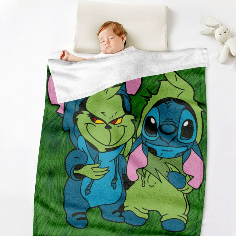 Funny cartoon Grinch Christmas print plush blanket, multi-purpose