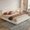 thumbnail image 2 of Solara King Size Upholstered Boucle Platform Bed with Headboard, White, 2 of 6