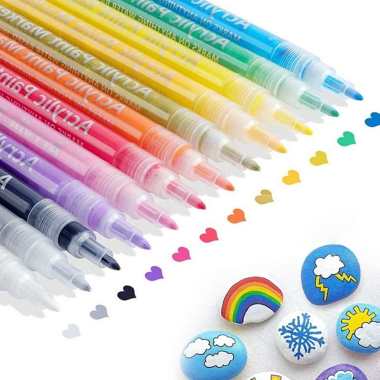 12 Colors Art Marker Pen Acrylic Paint Markers Set Water-Based 0.7