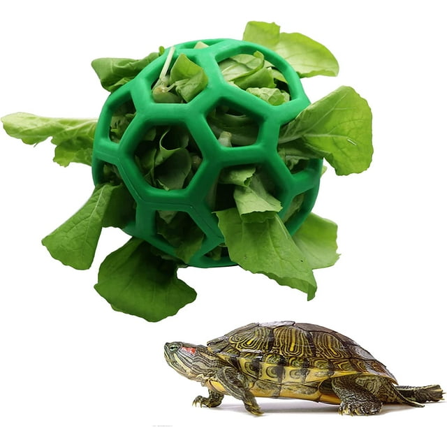 BEMS-1 bola de merienda de tortuga verde, bola alimentadora de heno de juguete, bola de alimentación para tortugas,