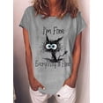 thumbnail image 2 of Camiseta de manga corta con cuello redondo para mujer, Camiseta con estampado de letras de animales para mujer, Jersey informal holgado para mujer, Tops 2022, 2 of 3