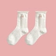 thumbnail image 2 of OOOUM Women Embroidery Mid Calf Socks Crochet Ruffle Crew Socks Fashion Sweet Ankle Socks White, 2 of 4