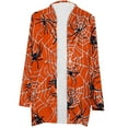 thumbnail image 3 of WXLWZYWL Womens Halloween Cardigan Plus Size Open Front Lightweight Pumkin Bat Spide Web Ghost Witch Print Blouse Cute Spooky Pattern Cardigans, 3 of 4