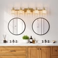 thumbnail image 5 of TROPOW Bathroom Vanity Light Fixtures Modern Crystal Vanity Light Fixtures Over Mirror，5 Light Modern Crystal Wall Lighting with Square Shade,Gold, 5 of 7