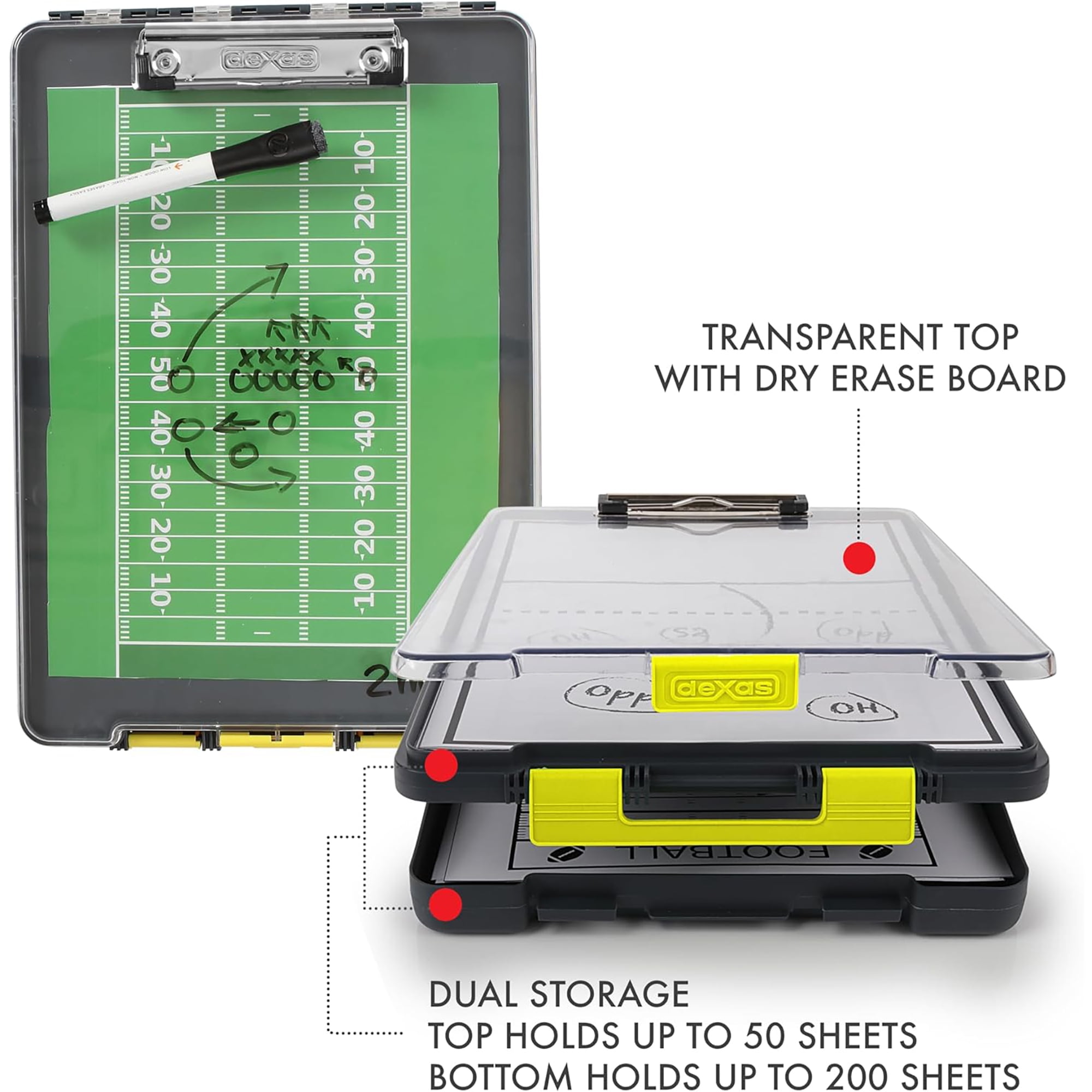 Dexas Clearview Clipcase Clipboard, 13.75 X 9.5 in, Yellow