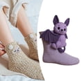 thumbnail image 4 of Calcetines de Punto con Diseño de Animales para Mujer, Gruesos, Bonitos Y Novedosos, Suaves Y Peludos, Regalos de Navidad. Murciélago morado, 4 of 7