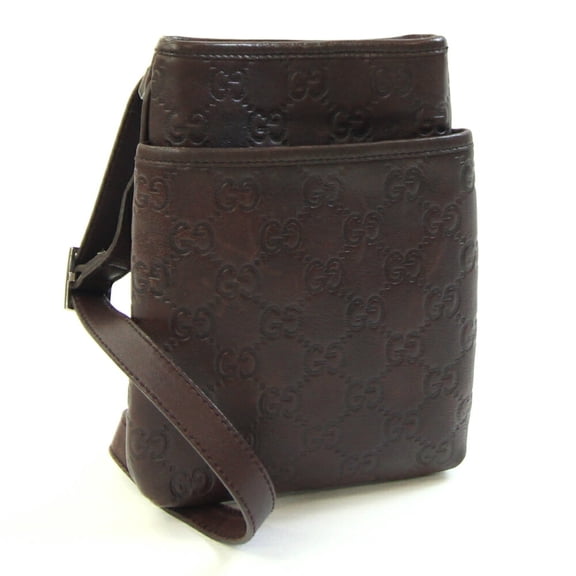 Pre-Owned Gucci Shoulder Bag Guccissima 141863 Dark Brown Leather Pochette Crossbody... (Good)