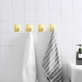thumbnail image 5 of Golden Stainless Steel Square Self Adhesive Hooks - Extra-Long Anti-Slip with Upgraded Adhesive, Holds 15lb Heavy Duty Wall Hooks for Kitchen, Bathroom, Garage -4 Packs Gold, 5 of 8