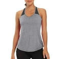 thumbnail image 2 of Htigea Lightweight Racerback Tank Tops for Women High Neck Workout Athletic Running Sleeveless Shirts Gray,S, 2 of 5