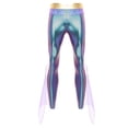 thumbnail image 3 of TiaoBug Mens Metallic Shiny Mermaid Flare Pants Ruffled Tulle Trims Fishscale Print Tights Leggings Purple S, 3 of 5