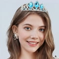 thumbnail image 3 of DESIGNICE Crown Sparkling Crystal Birthday Crown Kids Alloy Tiara Rhinestone Princess Crown 12.5x5cm,Silver,Blue, 3 of 7