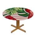 thumbnail image 3 of BANET Watermelon Pink Stripes Round Tablecloth - Durable Wrinkle Proof Polyester Table Cloth, Elegant Design Decorative Table Cover for Dining Patio Banquet 46"-50, 3 of 8