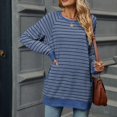 thumbnail image 6 of Drses Women's Striped Long Sleeve Crewneck Sweatshirt - Casual Loose Fall 2024 Trendy Pullover Top, 6 of 8