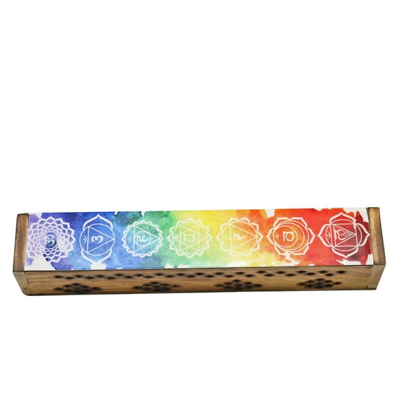 Soul Sticks 7 Chakras Watercolor Handmade Incense Wooden Coffin Box with Storage with Gift Incense Sticks