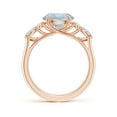 thumbnail image 2 of ANGARA Natural Round 2.3 ct Aquamarine Side Stone Engagement Ring with Diamonds in 14K Rose Gold for Women (Size-9mm) | March Birthstone, Anniversary, Jewelry Gift for Women | Natural Aquamarine Ring, 2 of 10