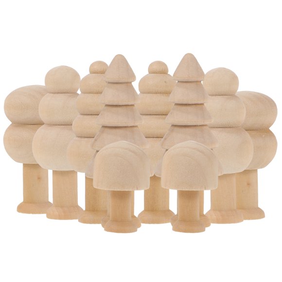 Miangastore 10Pcs Miniature Tree Craft in Hemlock Wood for Children's Play
