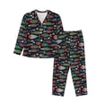thumbnail image 1 of Balery Hand Drawn Colorful Fishes Conjunto de Pijama con Estampado para Mujer, Conjunto de Dos Piezas con Manga Larga, Ropa de Dormir Suave con Bolsillos, Pijamas Cómodos-Large, 1 of 7