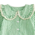 thumbnail image 5 of mgoYE Fall Baby Girl Clothes Long Sleeve Romper Peter Pan Collar Jumpsuit Infant Newborn Outfits Gingham Outfit(Green,9-12 Months), 5 of 7