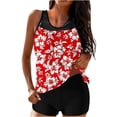 thumbnail image 2 of Women's Tankini Swimsuit Scoop Neck Ruffled Cuff Loose Top with Boyshorts Loose Fit Lightweight Soft Stretch Beach Bathing Suit, 2 of 4