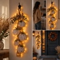 thumbnail image 4 of CHJK Rustic White Pumpkin Hanging Swag, 5 Pumpkin Fall Wall & Door Decor, Distressed Wooden Pumpkins with Plaid Bow and Warm LED Lights for Farmhouse Fall Door Decor, 4 of 7
