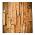 thumbnail image 3 of Ambesonne Wooden Print Shower Curtain, Lodge Wall Planks, 69"Wx84"L, Burnt Orange Orange, 3 of 4