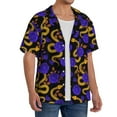 thumbnail image 4 of Wukai Golden Snake And Purple Rose Men's Casual Short-Sleeve Button Down Shirt - Lightweight Summer Dress Shirt for Daily Wear-, 4 of 7