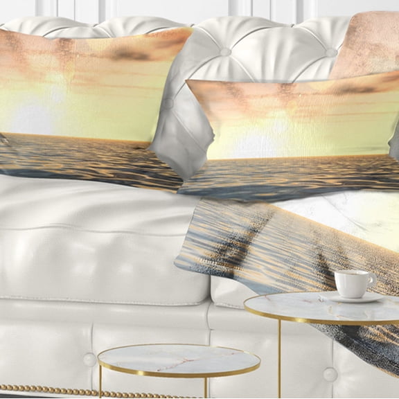 Designart 12" x 20" Blue Polyester Throw Pillow