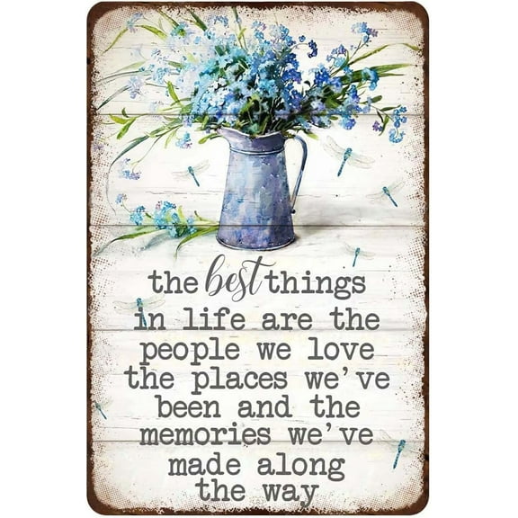 Tin Sign 5.5x8 Inch Rustic Retro Metal Tin Sign Dragonfly The Best Thing In Life Vertical Wall Poster Plaque For Bathroom Restaurant Garage Family Bedroom Gift Wall Decoration
