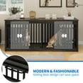 thumbnail image 6 of Dextrus 71" Large Double Dog Crate Kennel Furniture with 4 Dog Bowl, Sliding Doors for 2 Medium Dogs, Heavy Duty Wood TV Stand Dog Cage Table - Black Oak, 6 of 10