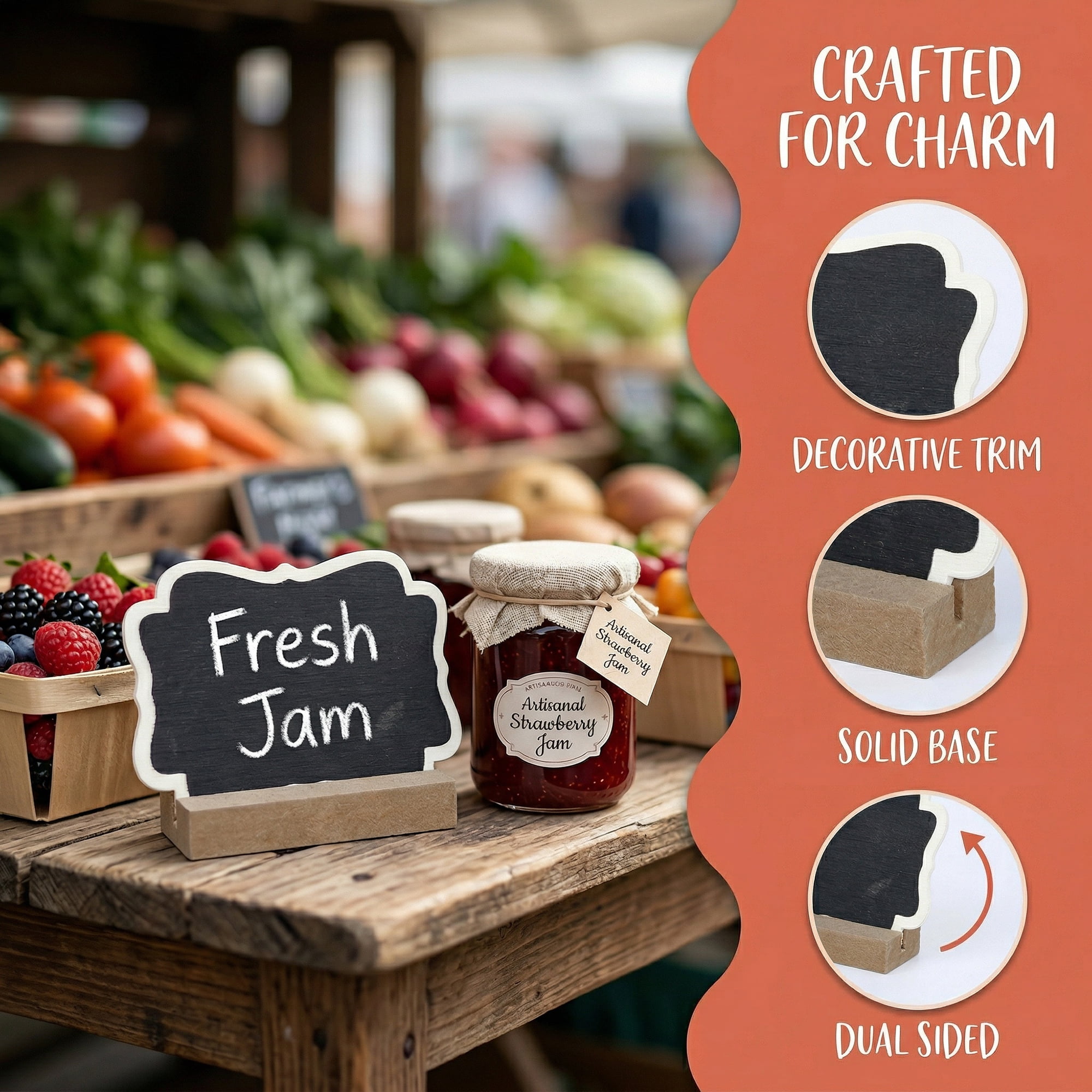 Unique Bargains 20Pcs Mini Chalkboard Signs with Support Base 10Pcs Geometric 3.3" x 1.0" x 2.4"