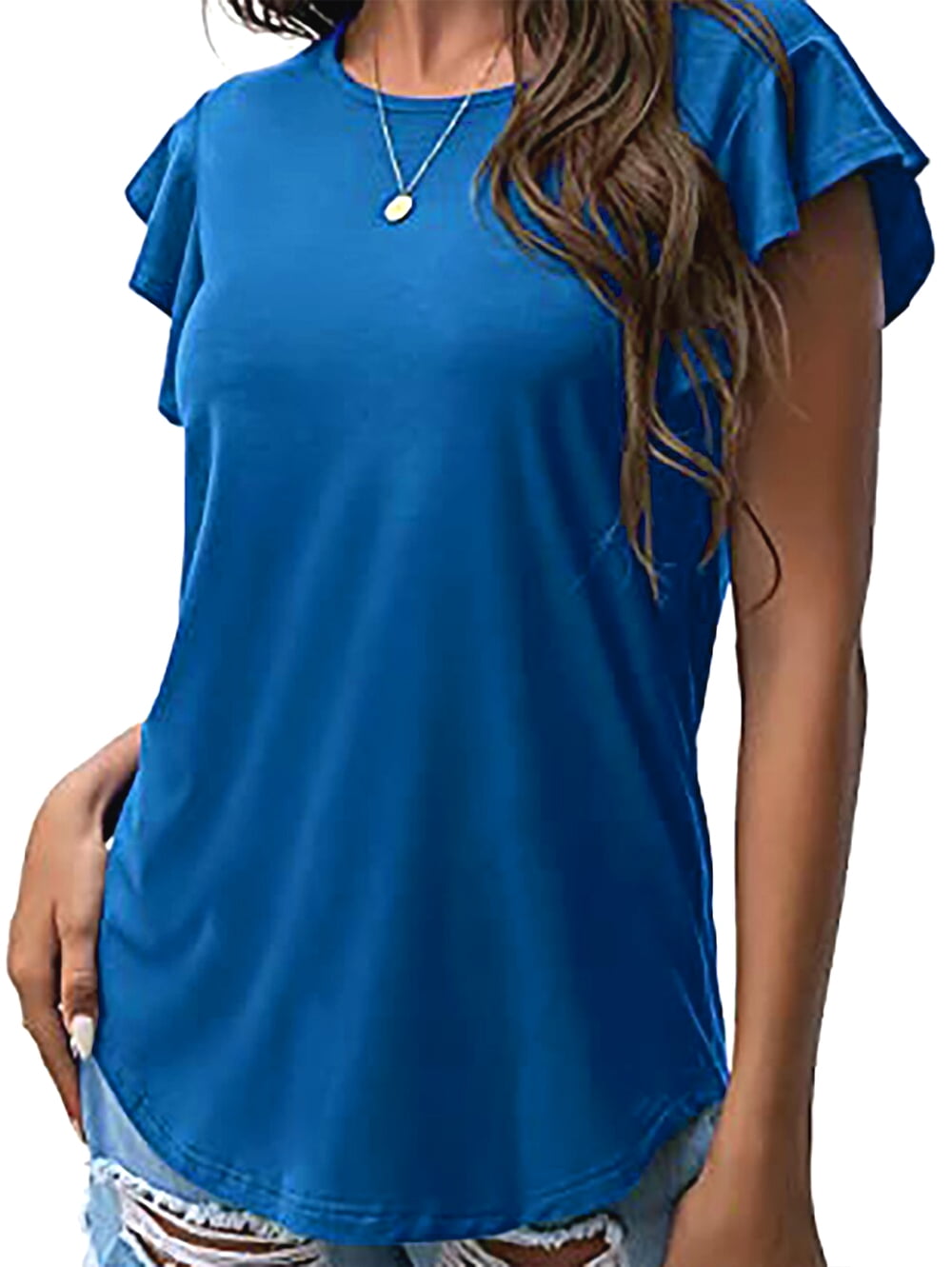 QACOHU Women's Color Block T-Shirt - Round Neck Short Sleeve Casual Tunic Top With Leopard Print - View #13