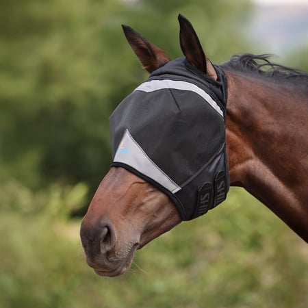 Shires FlyGuard Pro Fine Mesh Horse Fly Mask - UV Protection - Multiple Sizes Jet / Cob / Ear hole