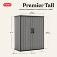 thumbnail image 2 of Keter Premier Tall Vertical Durable Resin Outdoor Storage Shed With Floor and Locking Double Doors, Grey, 2 of 17