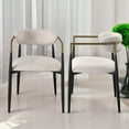 thumbnail image 5 of Set of 4 Linen Side Chair, Modern Dining Chairs, Fabric Upholstered Dining Room Chairs Dinner Chair Stylish Kitchen Chairs with Back and Metal Legs (Beige), 5 of 11