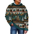thumbnail image 2 of Elvqul Mens Christmas Sweater Knit Shirts Pullover Loose Merry Christmas Big and Tall Green Sweater for Men Holiday, 2 of 5