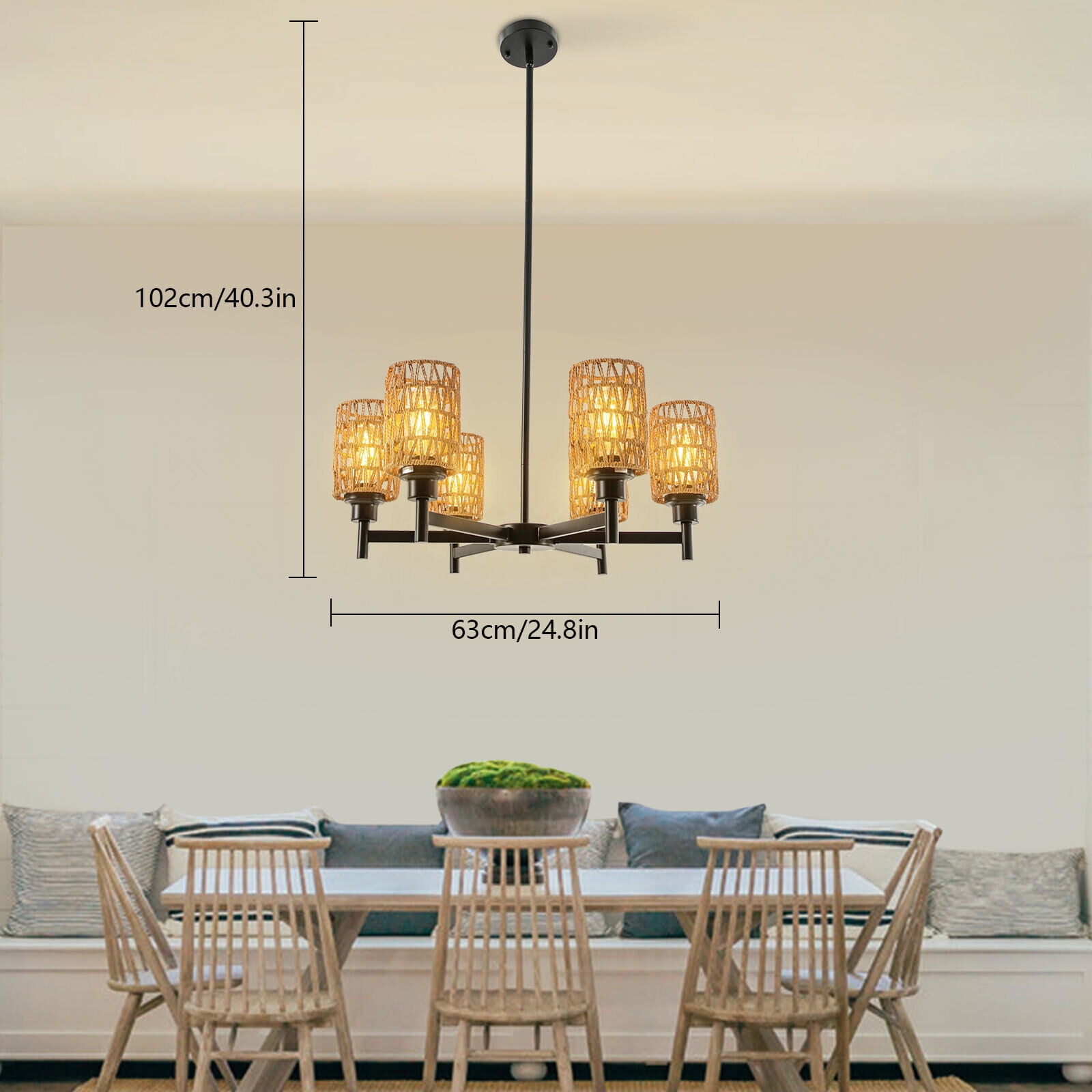 6 Head Modern Dimmable Ceiling Light LED Pendant Lamp Fixtures Chandelier