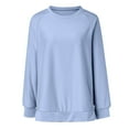 thumbnail image 4 of BKQCNKM Sweatshirt for Women Oversized Sweatshirt for Women's Sweatshirts Long Sleeve Tunic Tops Crew Neck Soft Pullover with Side Zipper Shirt Crewneck Sweatshirts Women,Light Blue S, 4 of 4