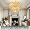 thumbnail image 4 of 32'' Luxury Crystal Chandelier for Dining Room, Modern Ceiling Light with K9 Crystals for Living Room Bedroom, 21-Light Fixture(E12, 4W), 3000K, Gold Finish, 4 of 8