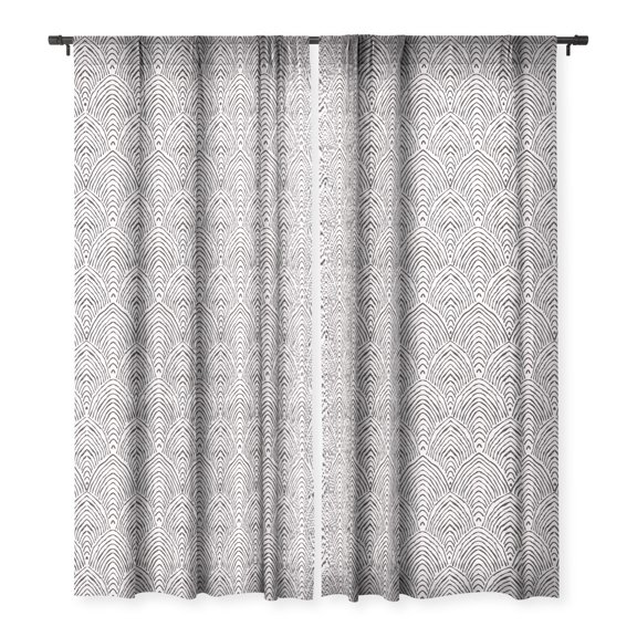 Society6 Alison Janssen Hand Drawn Deco 64" x 50" Single Panel Sheer Window Curtain