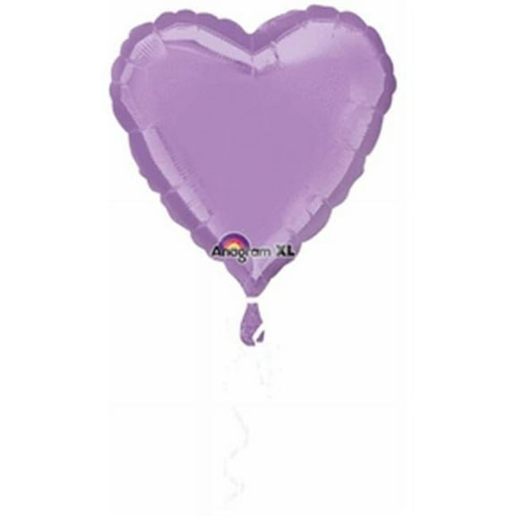 Anagram 51926 18 in. Pearl Lavender Heart Foil Flat Balloon