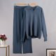 thumbnail image 4 of Pantalones superiores de manga larga para mujer, conjuntos de salón de 2 piezas con cuello vuelto, traje de vacaciones, 4 of 9