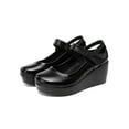 thumbnail image 5 of Wazshop Ladies Pumps Mid Heel Mary Jane Wedge Casual Shoes Comfort Ankle Strap Dress Shoe Womens Platform Non Slip Black 7, 5 of 9