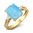 thumbnail image 2 of 925 Sterling Silver Gold Vermeil 9X7mm Cushion Larimar Solitaire Women Mother's Day Gift Ring, 2 of 3