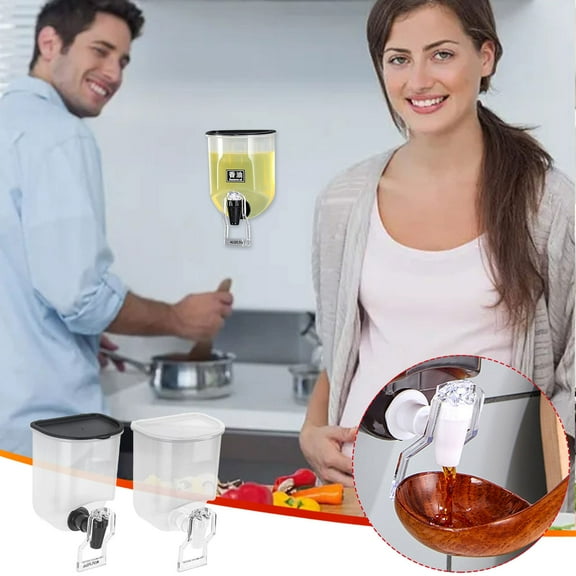 Wall-Mounted Transparent Seasoning Dispenser for Kitchen - Oil, Vinegar, Soy Sauce Bottle - No-Drip Spout, Easy Clean, Dishwasher Safe - Single 1-Piece Set for Cooking and Condiments