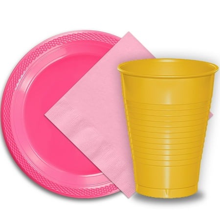50 Hot Pink Plastic Plates (9