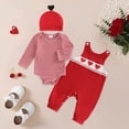 thumbnail image 2 of NOLDARES Newborn Baby Girl Bell Bottom Outfit Ruffle Romper Cute Bow Flare Pants Set Headband Cute Fall Winter Clothes(Red,0-3 M), 2 of 8